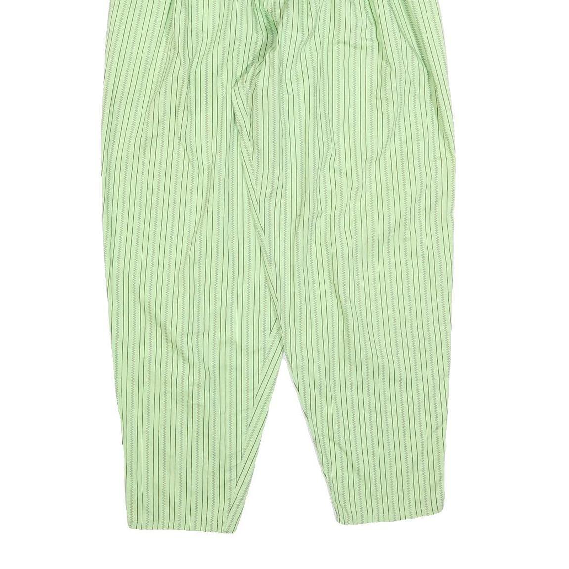 BLONDE 53 Womens Cotton Green Striped Relaxed Tapered Trousers W26 L27