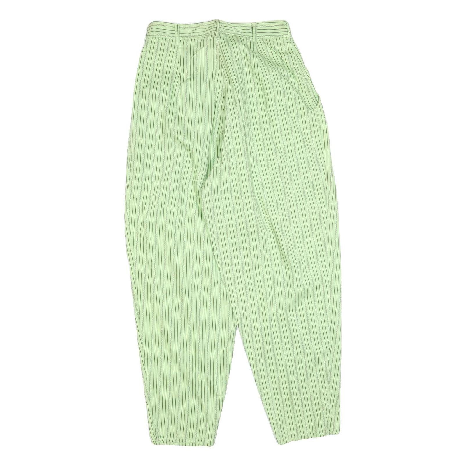 BLONDE 53 Womens Cotton Green Striped Relaxed Tapered Trousers W26 L27