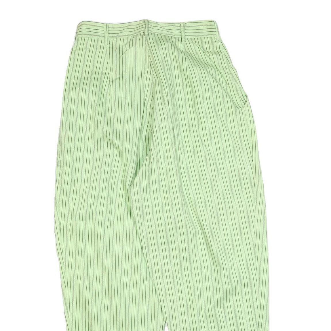BLONDE 53 Womens Cotton Green Striped Relaxed Tapered Trousers W26 L27