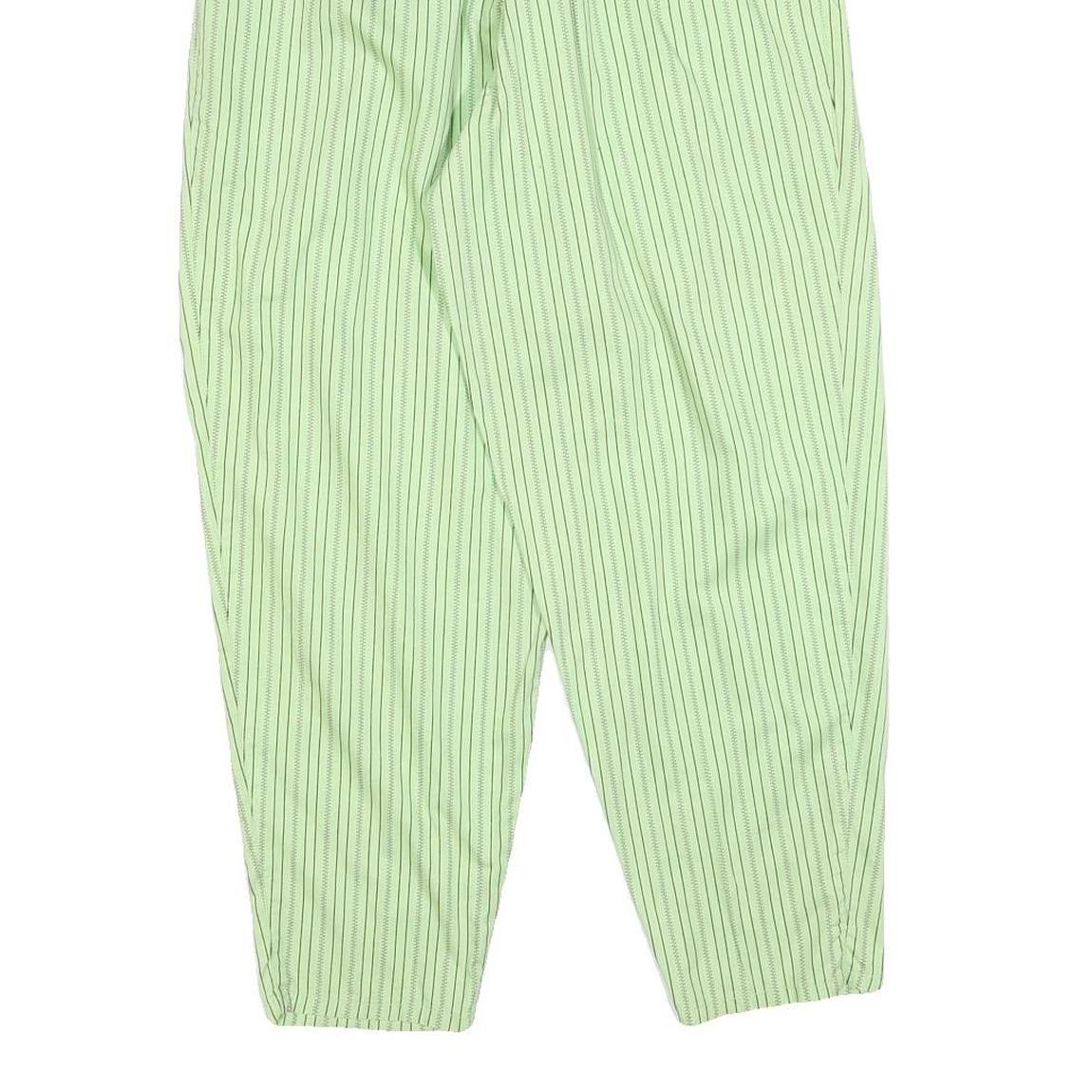 BLONDE 53 Womens Cotton Green Striped Relaxed Tapered Trousers W26 L27