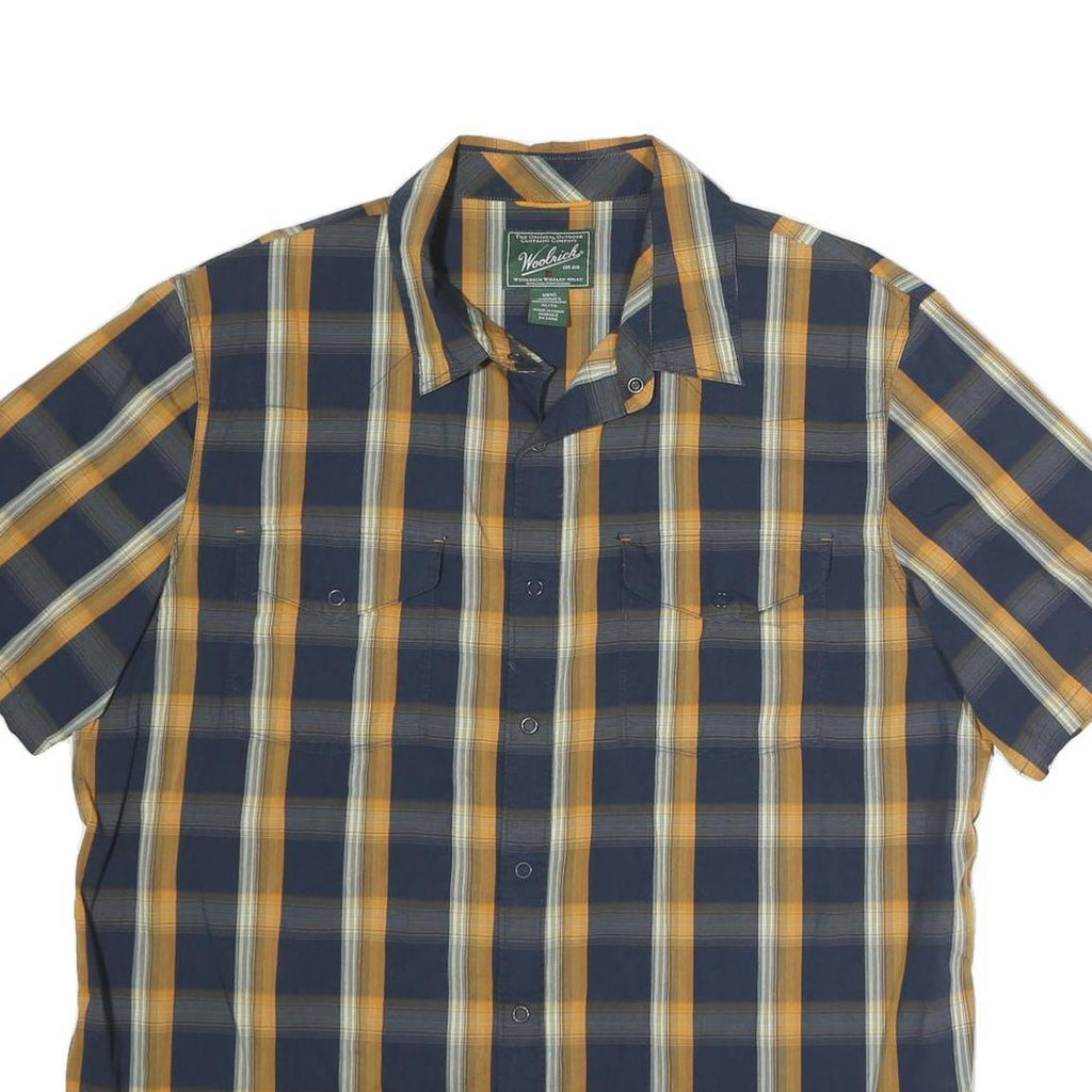 WOOLRICH Mens Blue & Yellow Check Shirt XL Casual Cotton Short Sleeve
