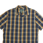 WOOLRICH Mens Blue & Yellow Check Shirt XL Casual Cotton Short Sleeve
