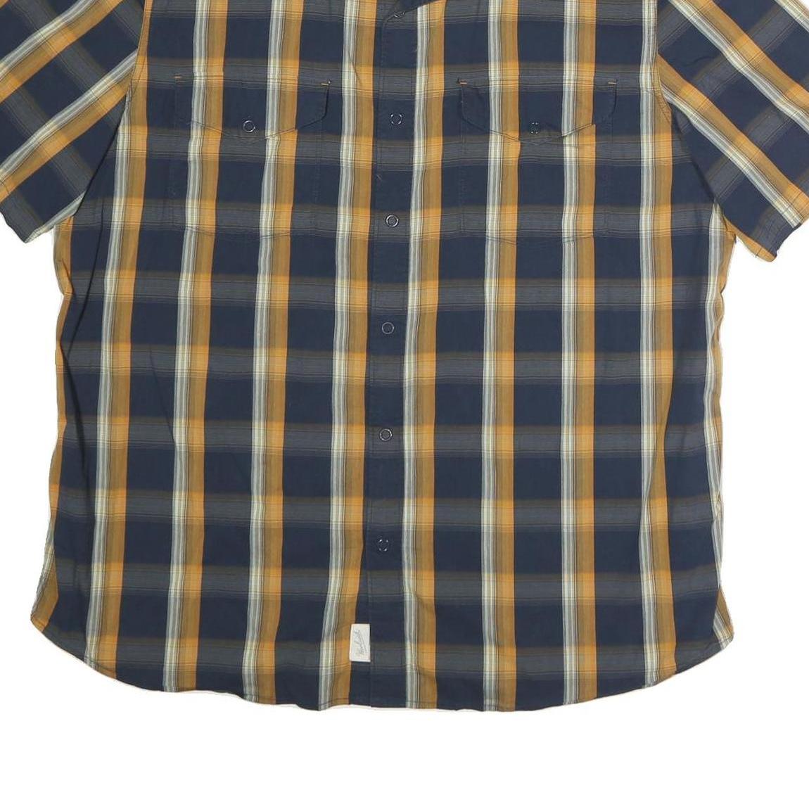 WOOLRICH Mens Blue & Yellow Check Shirt XL Casual Cotton Short Sleeve
