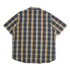 WOOLRICH Mens Blue & Yellow Check Shirt XL Casual Cotton Short Sleeve
