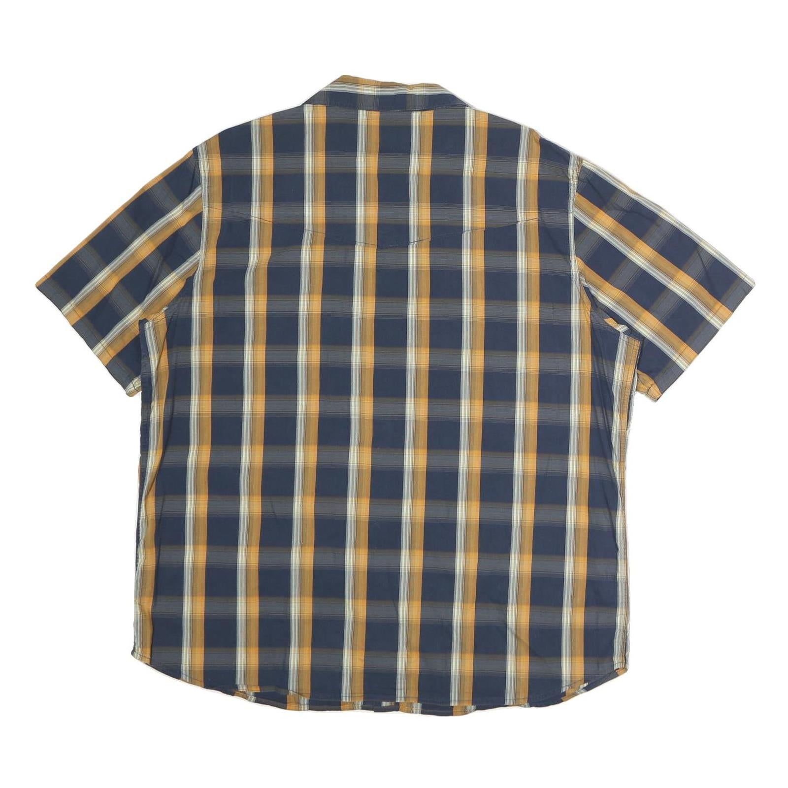 WOOLRICH Mens Blue & Yellow Check Shirt XL Casual Cotton Short Sleeve