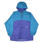 COLUMBIA Mens Blue & Purple Outdoor Jacket L Nylon Zip Hooded Plain Lightweight
