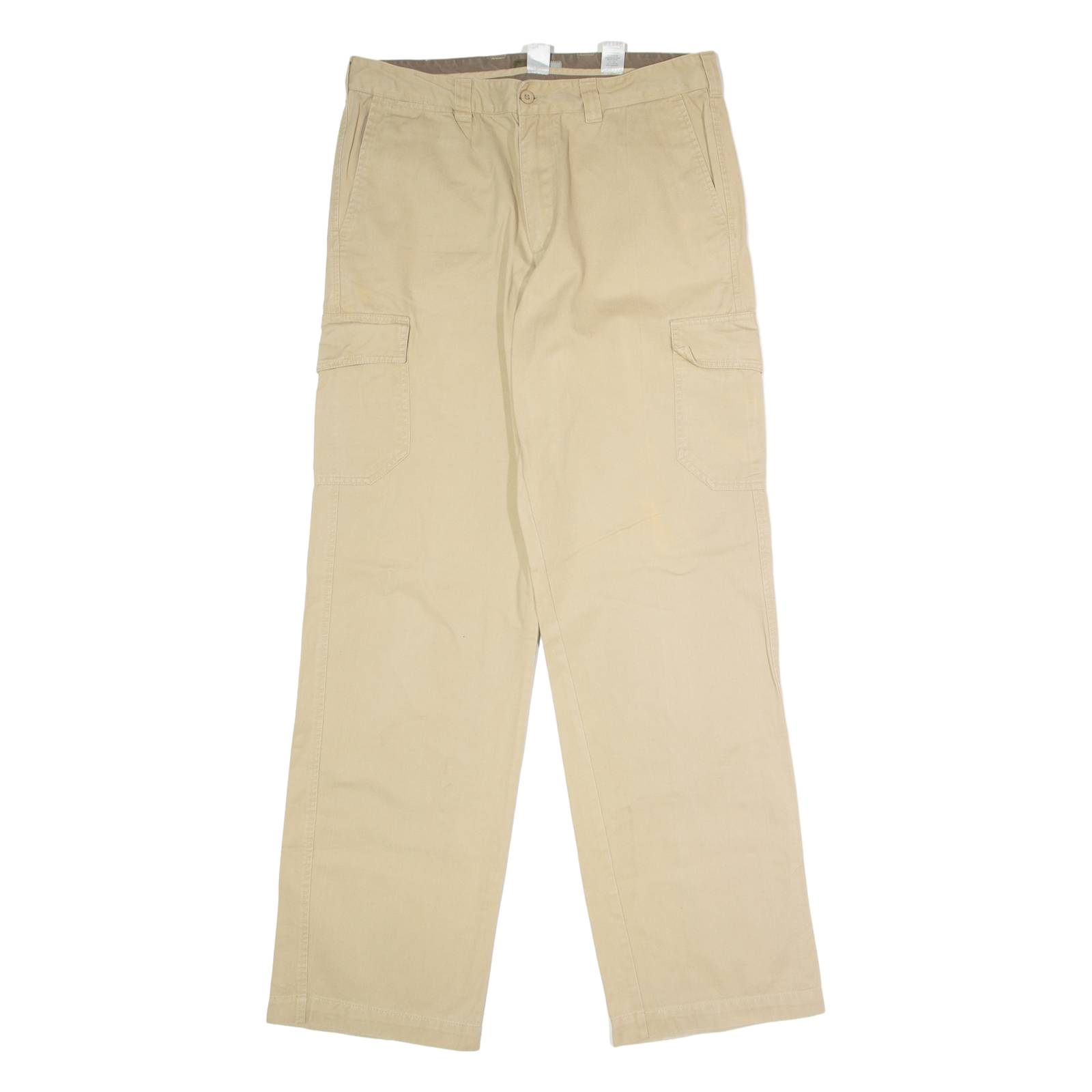 Cargo Mens Twill Trousers Beige Regular Straight W33 L34