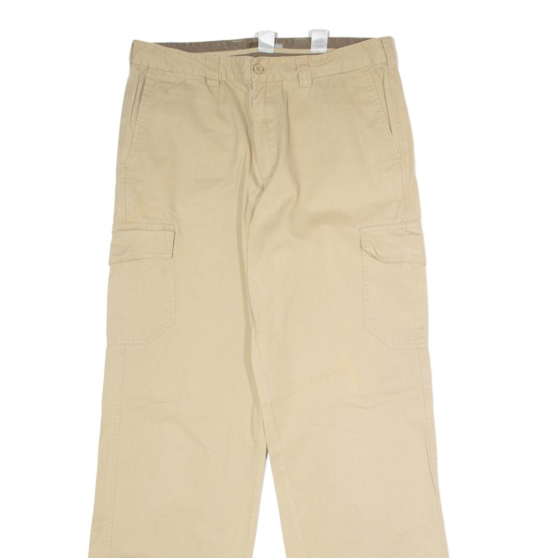 Cargo Mens Twill Trousers Beige Regular Straight W33 L34