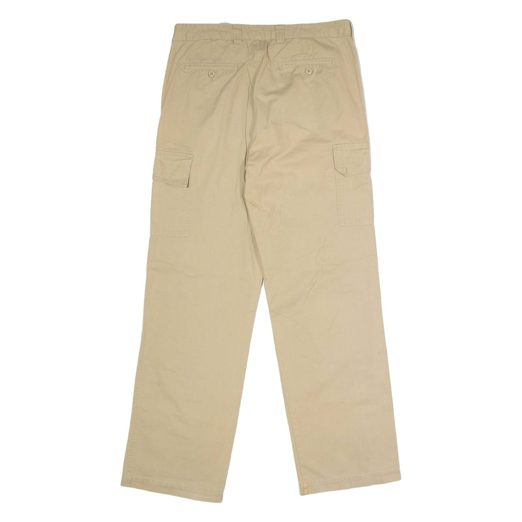 Cargo Mens Twill Trousers Beige Regular Straight W33 L34