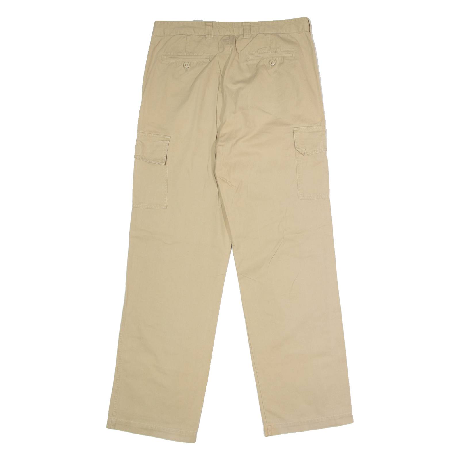Cargo Mens Twill Trousers Beige Regular Straight W33 L34