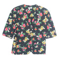 Womens Printed Blouse Black V-Neck 3/4 Sleeve Floral L