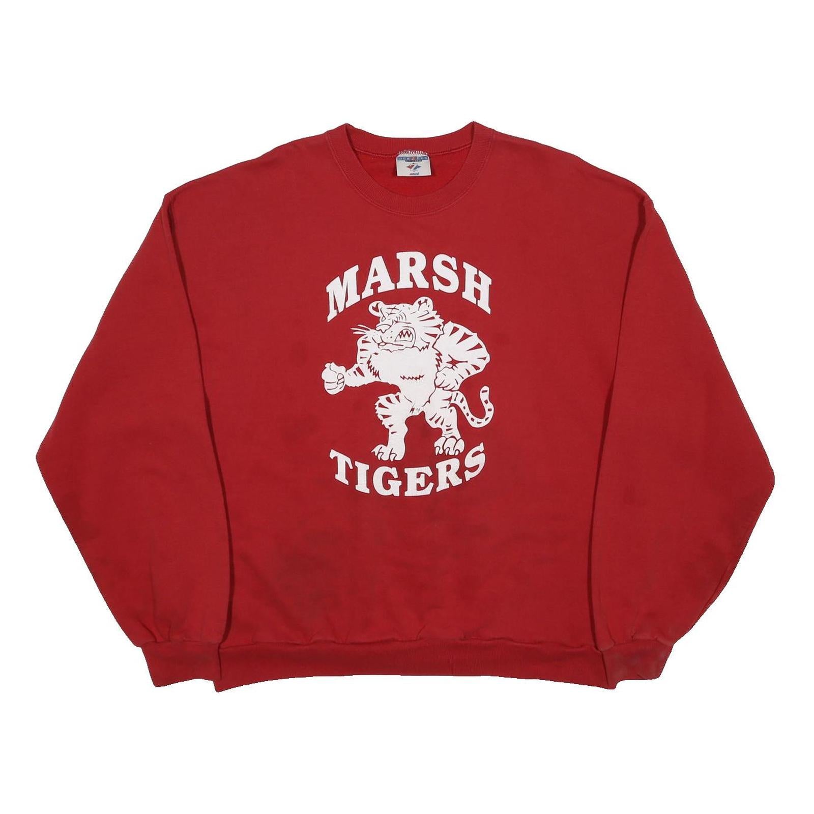 JERZEES Mens Red Marsh Tigers Crew Neck L Cotton Blend Sweatshirt