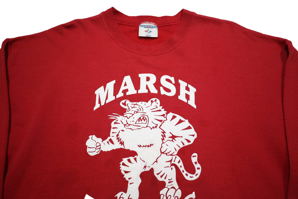 JERZEES Mens Red Marsh Tigers Crew Neck L Cotton Blend Sweatshirt