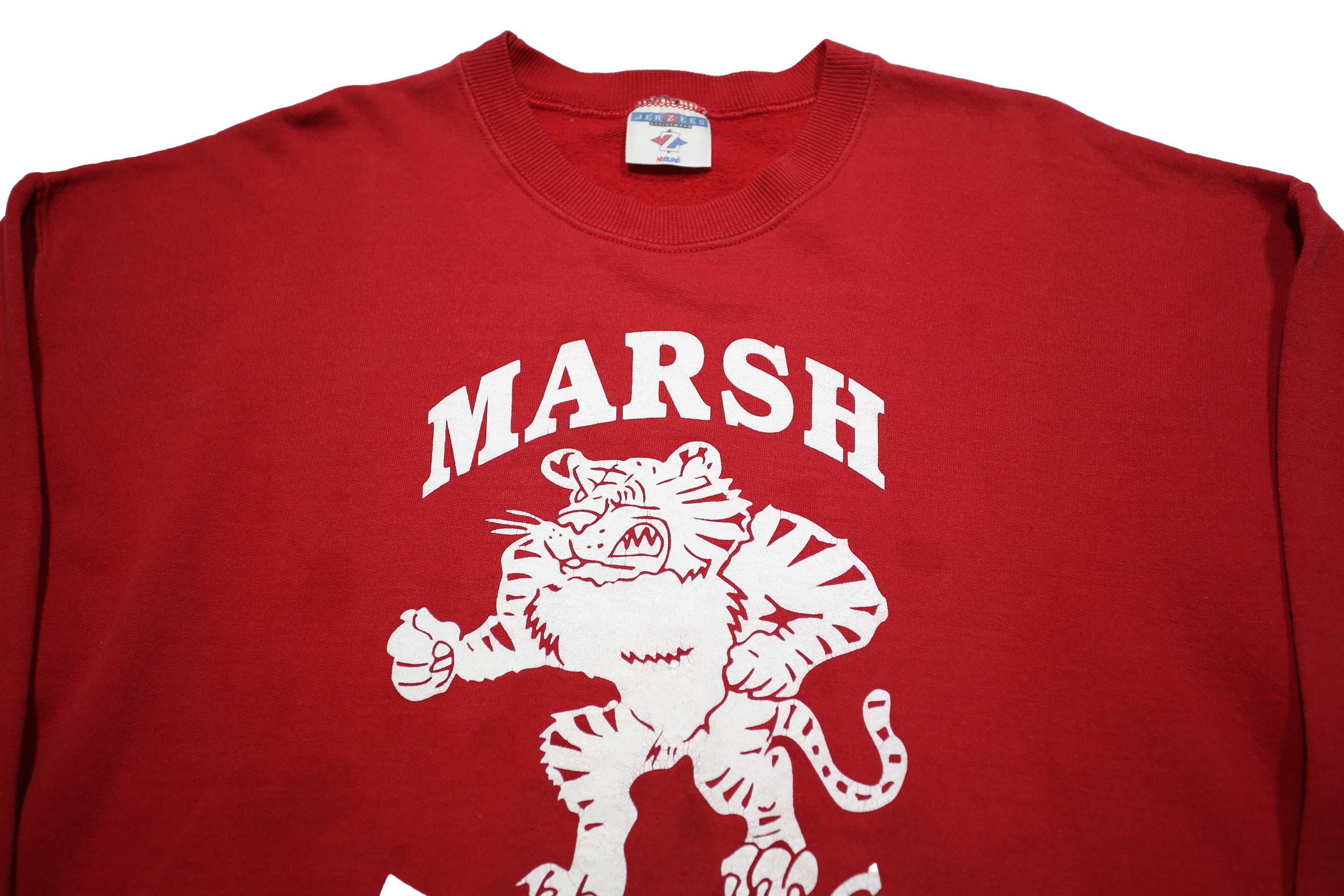 JERZEES Mens Red Marsh Tigers Crew Neck L Cotton Blend Sweatshirt