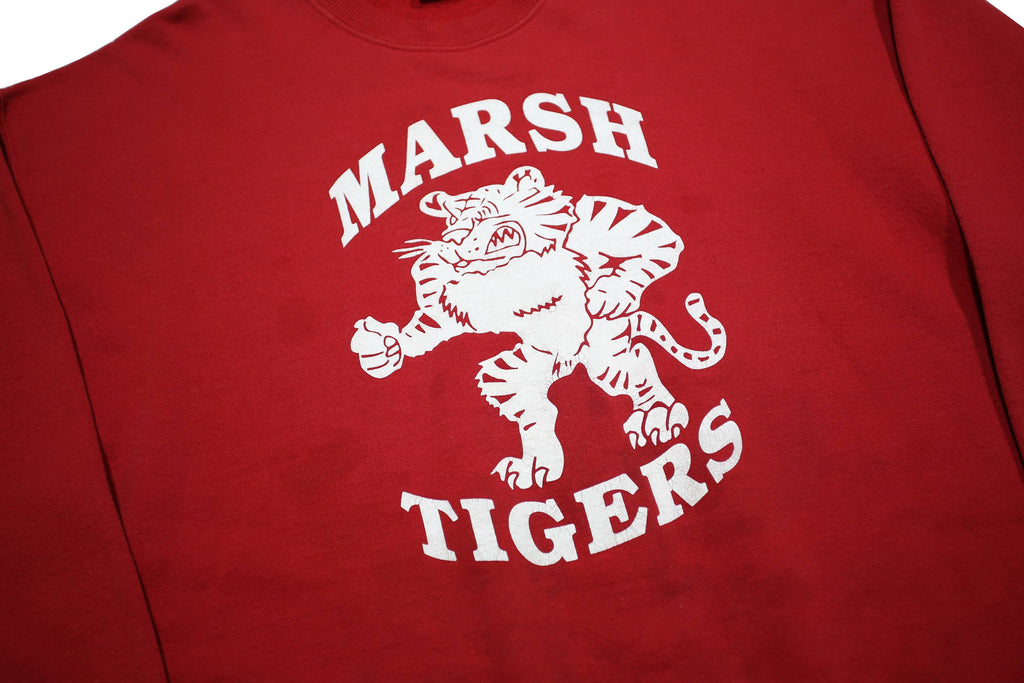 JERZEES Mens Red Marsh Tigers Crew Neck L Cotton Blend Sweatshirt