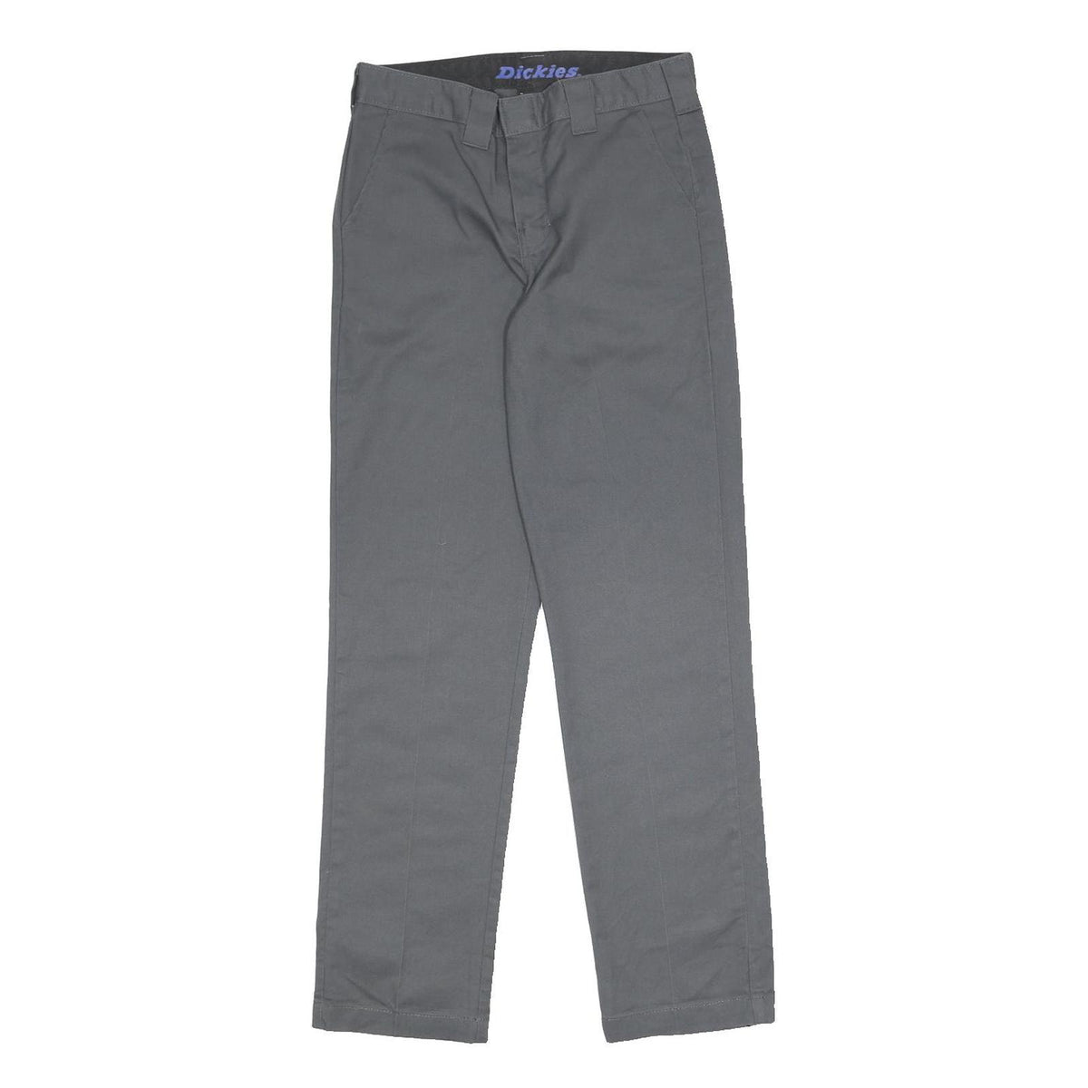 DICKIES Womens Cotton Blend Grey Slim Straight Trousers W27 L28 Workwear