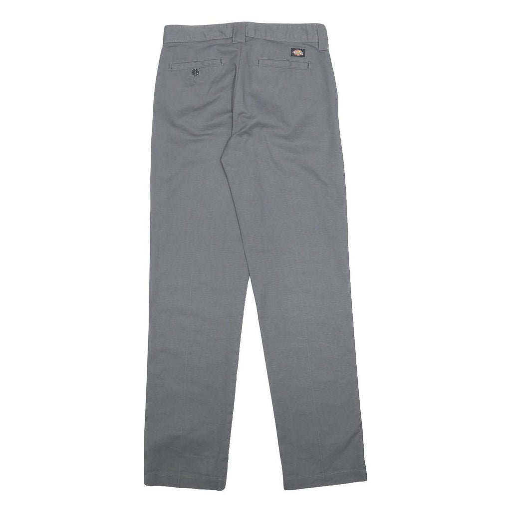 DICKIES Womens Cotton Blend Grey Slim Straight Trousers W27 L28 Workwear