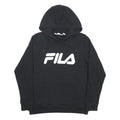 FILA Womens Black Hoodie UK 16 Cotton Blend Pullover Logo Sweatshirt