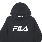 FILA Womens Black Hoodie UK 16 Cotton Blend Pullover Logo Sweatshirt