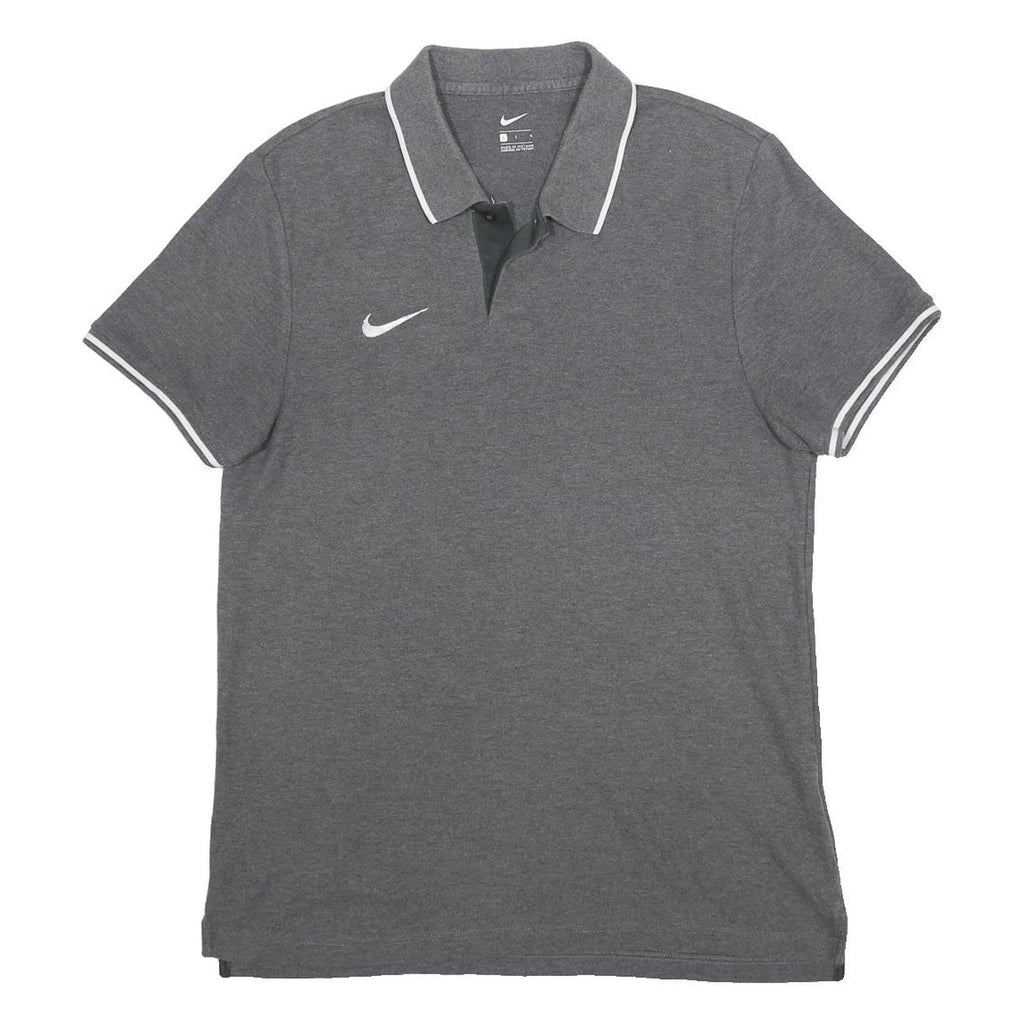NIKE Mens Grey Polo Shirt Short Sleeve Plain L Cotton Casual Sportswear