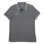 NIKE Mens Grey Polo Shirt Short Sleeve Plain L Cotton Casual Sportswear