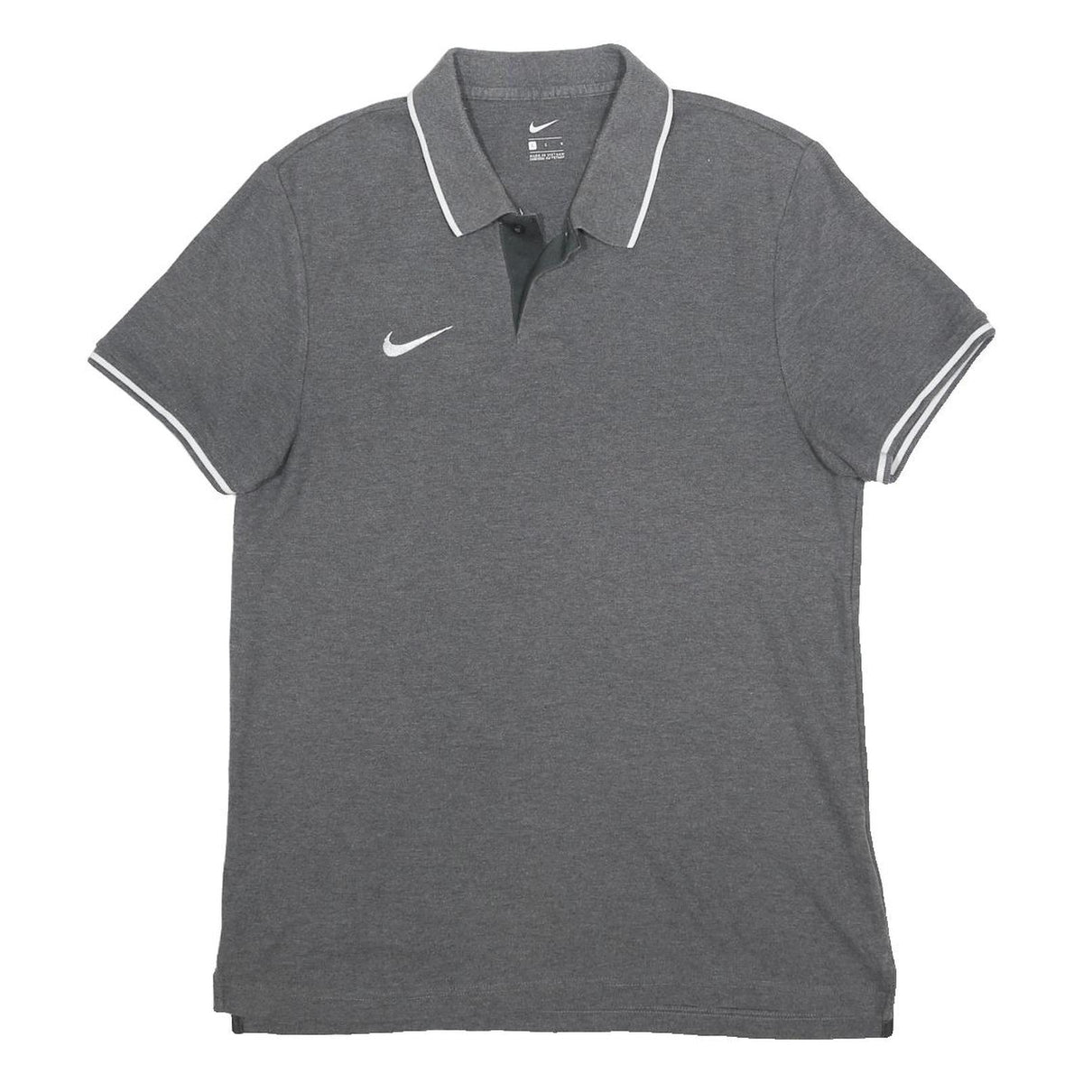 NIKE Mens Grey Polo Shirt Short Sleeve Plain L Cotton Casual Sportswear