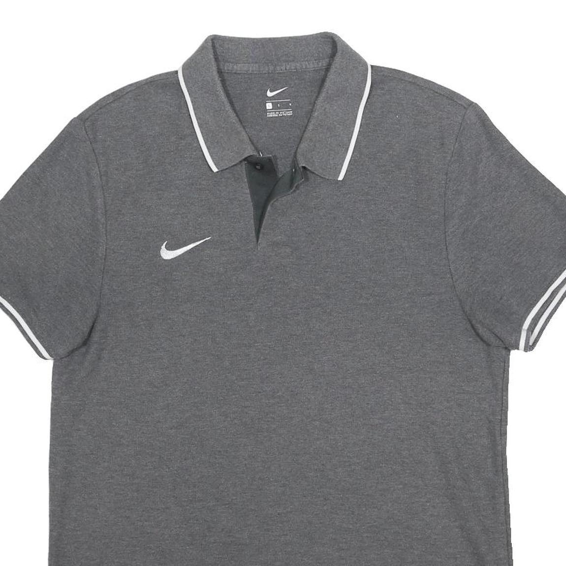 NIKE Mens Grey Polo Shirt Short Sleeve Plain L Cotton Casual Sportswear
