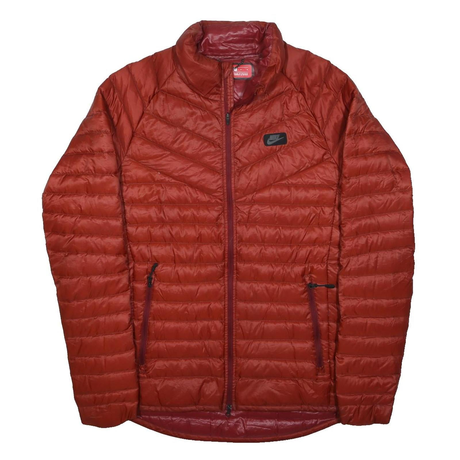 NIKE Mens Red Jacket M Polyester Lightweight Puffer Zip Sportswear