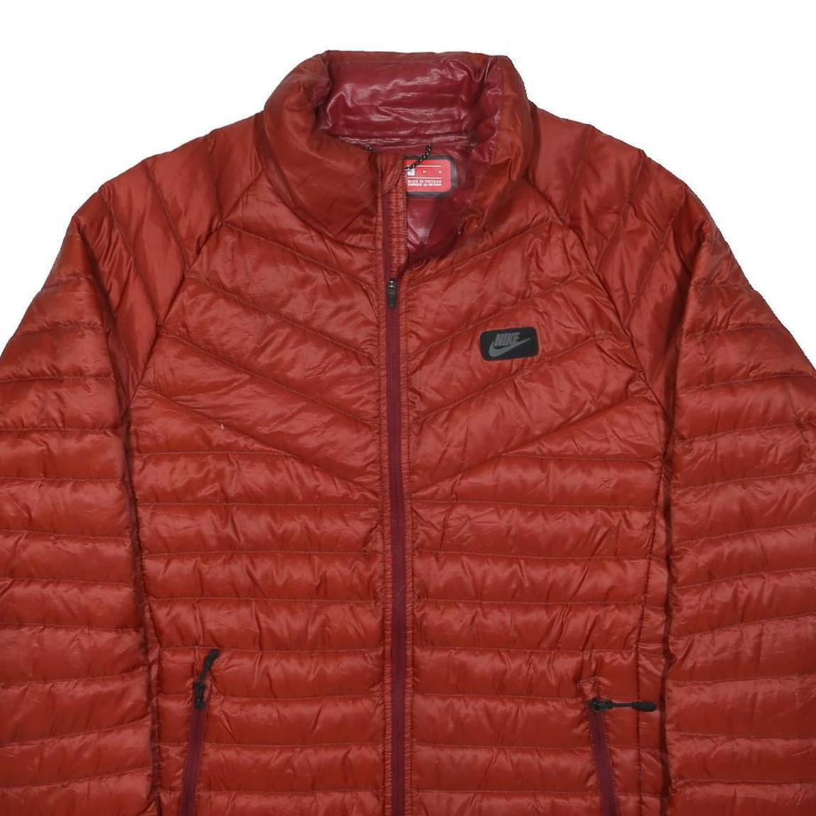 NIKE Mens Red Jacket M Polyester Lightweight Puffer Zip Sportswear