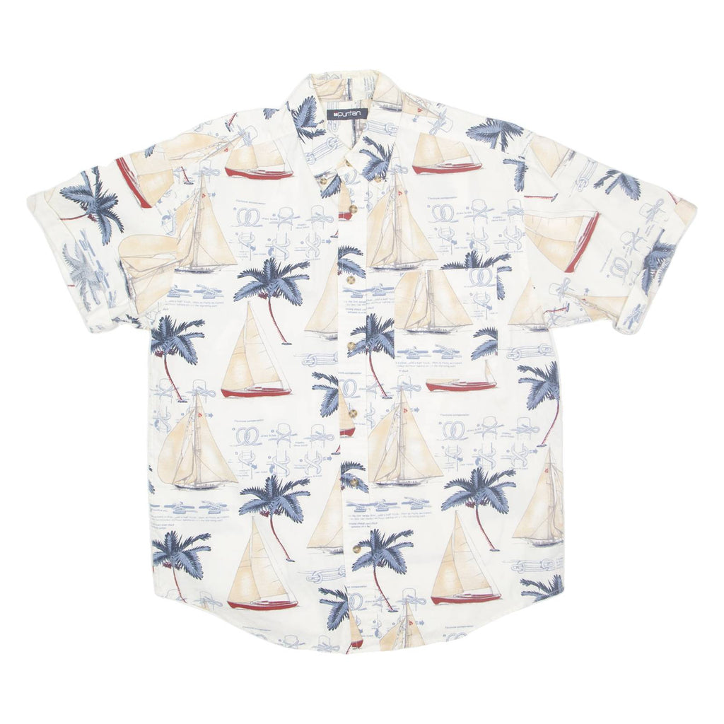 PURITAN Mens Shirt White Crazy Pattern M