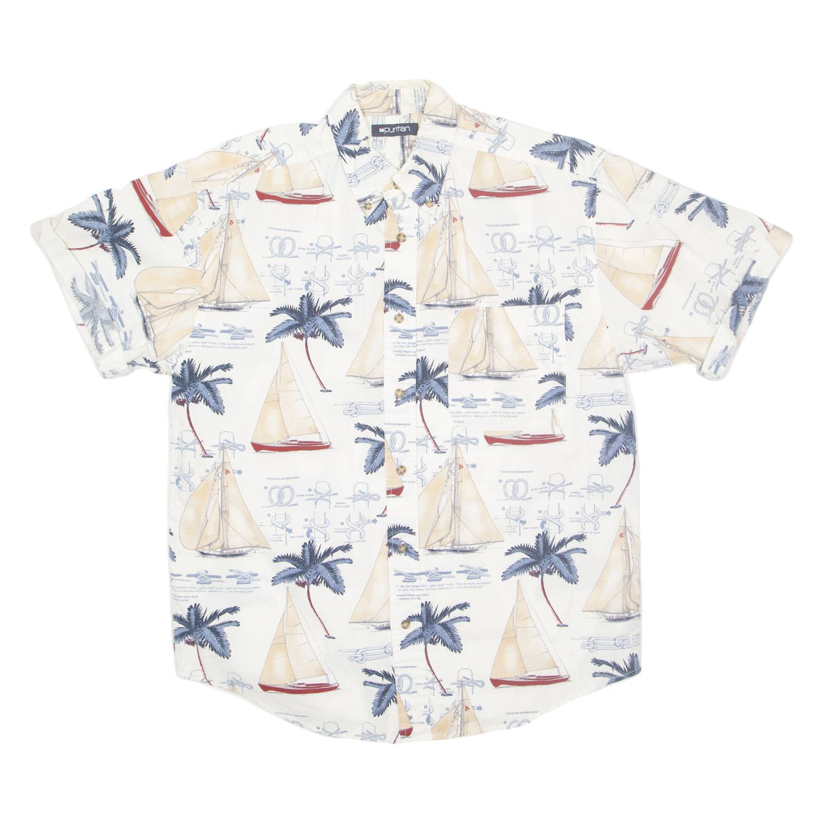 PURITAN Mens Shirt White Crazy Pattern M