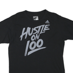 ADIDAS Mens Black Hustle On 100 Graphic T-Shirt L Short Sleeve Crew Neck