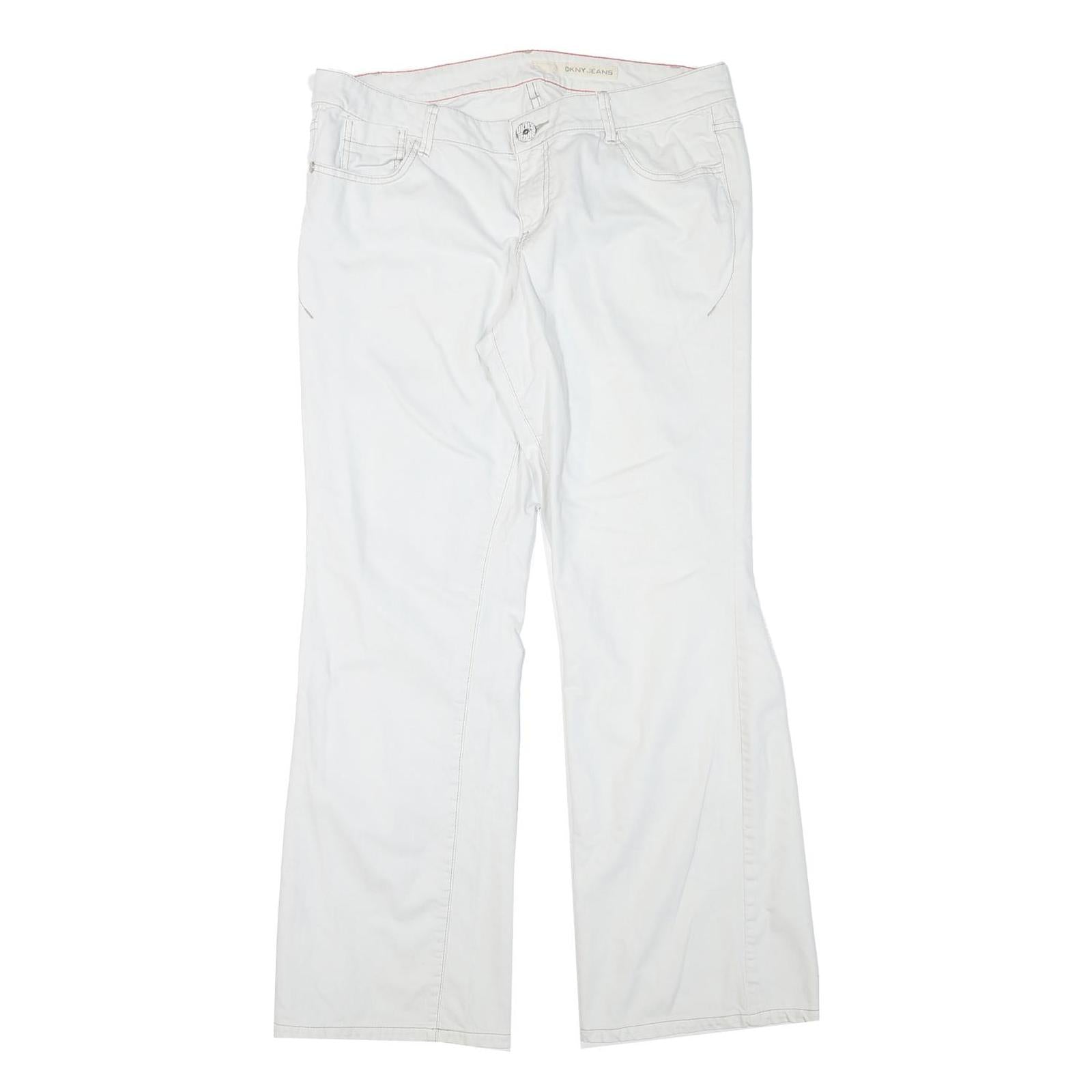 DKNY Womens White Relaxed Flared Denim Cotton Blend Light Wash Jeans W36 L31