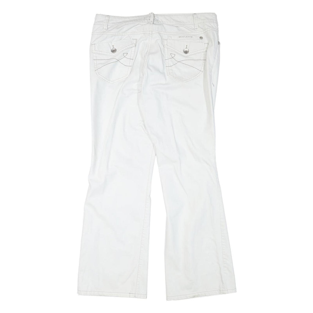 DKNY Womens White Relaxed Flared Denim Cotton Blend Light Wash Jeans W36 L31