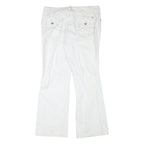DKNY Womens White Relaxed Flared Denim Cotton Blend Light Wash Jeans W36 L31