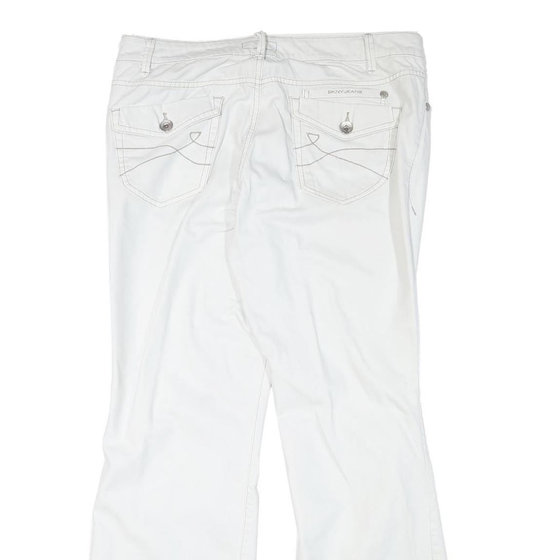 DKNY Womens White Relaxed Flared Denim Cotton Blend Light Wash Jeans W36 L31