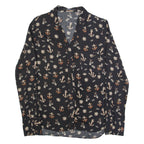 GUESS Womens Shirt Black Crazy Pattern Long Sleeve L