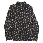 GUESS Womens Shirt Black Crazy Pattern Long Sleeve L