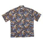 PIERRE CARDIN Mens Hawaiian Shirt Blue Floral L