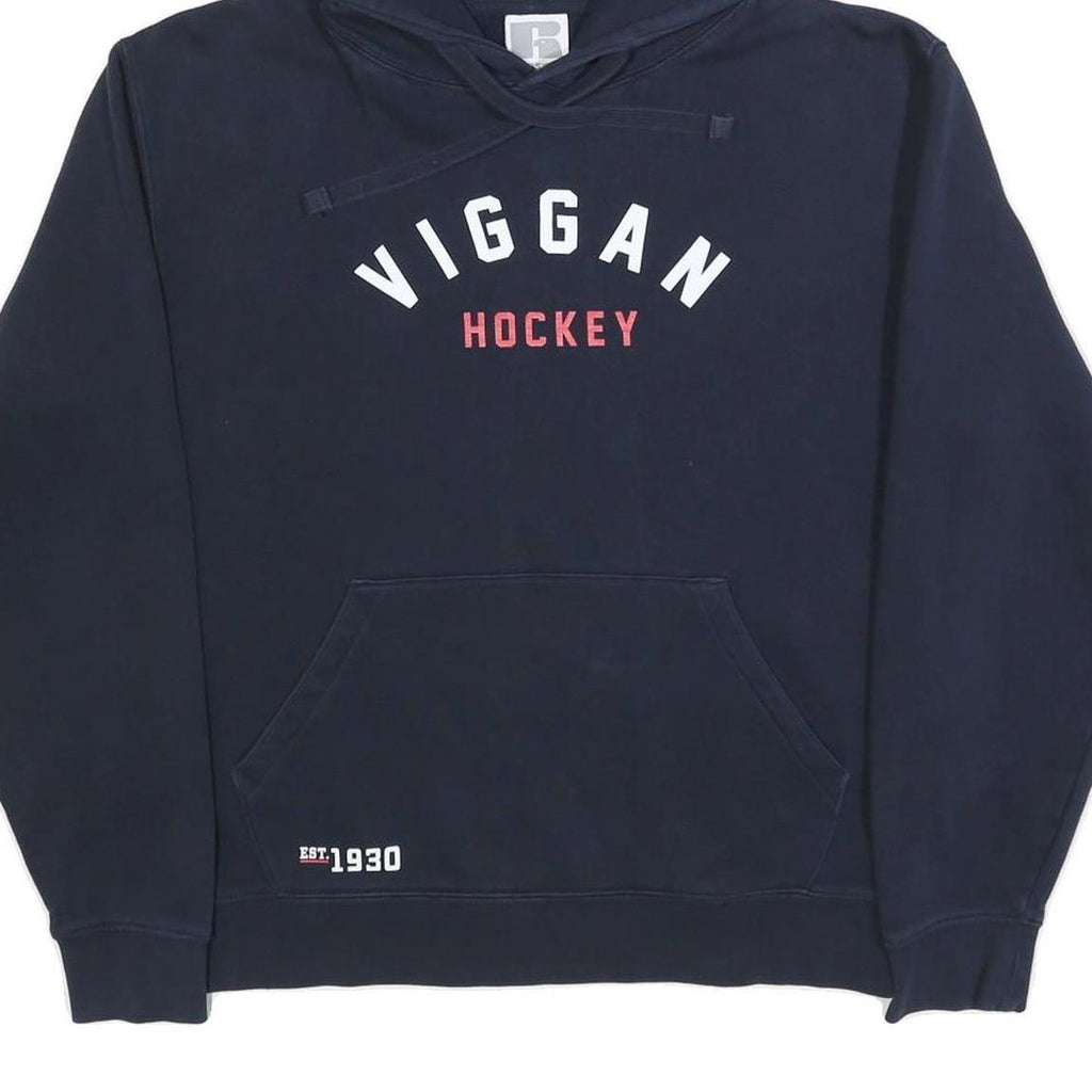 RUSSELL ATHLETIC Mens Navy Blue Viggan Hockey Pullover Hoodie S Est. 1930