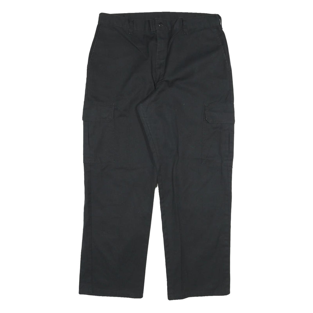 DICKIES Mens Regular Black Cotton Blend Cargo Trousers W34 L28 Workwear Casual