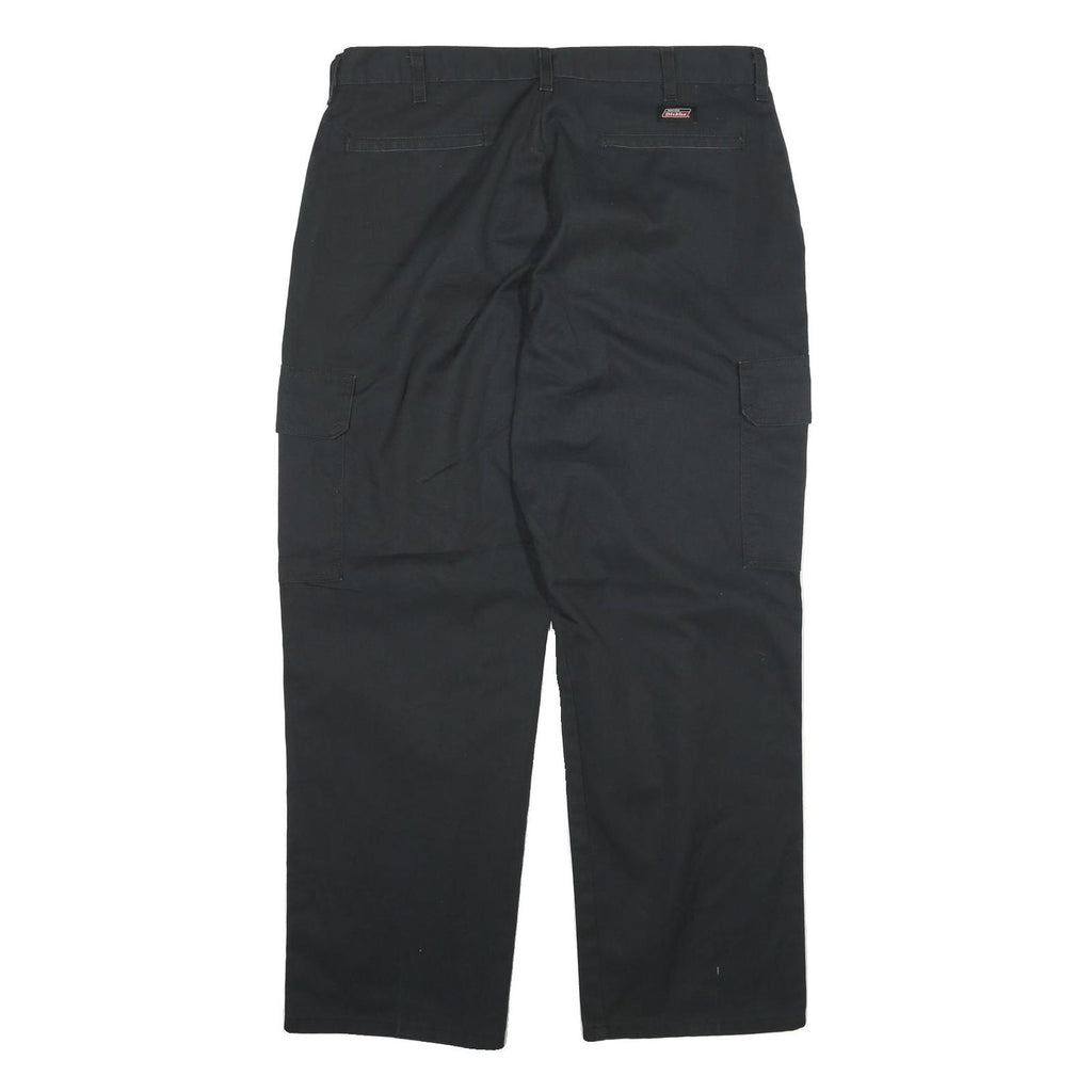 DICKIES Mens Regular Black Cotton Blend Cargo Trousers W34 L28 Workwear Casual