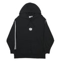 ADIDAS Womens Black Hoodie UK 10 Cotton Blend Pullover With Striped Sleeves