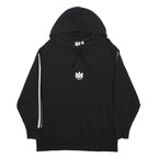 ADIDAS Womens Black Hoodie UK 10 Cotton Blend Pullover With Striped Sleeves