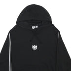 ADIDAS Womens Black Hoodie UK 10 Cotton Blend Pullover With Striped Sleeves