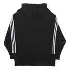 ADIDAS Womens Black Hoodie UK 10 Cotton Blend Pullover With Striped Sleeves