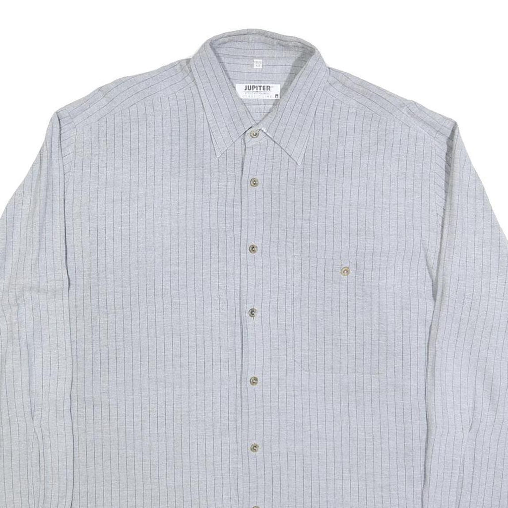 JUPITER Mens Grey Pinstripe Shirt XL Cotton Blend Classic Button Shirt