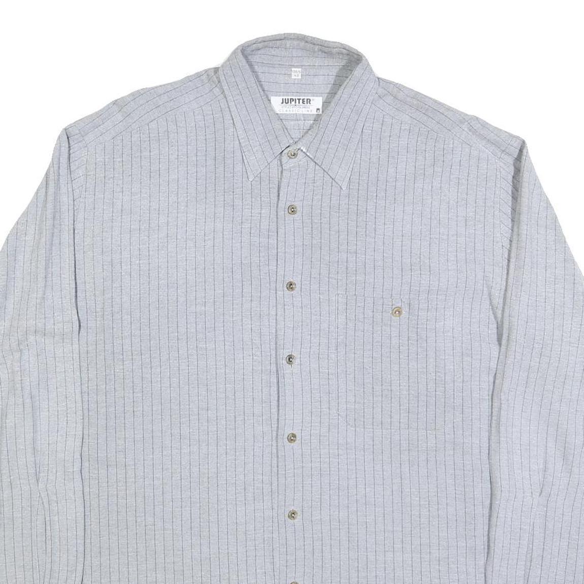 JUPITER Mens Grey Pinstripe Shirt XL Cotton Blend Classic Button Shirt