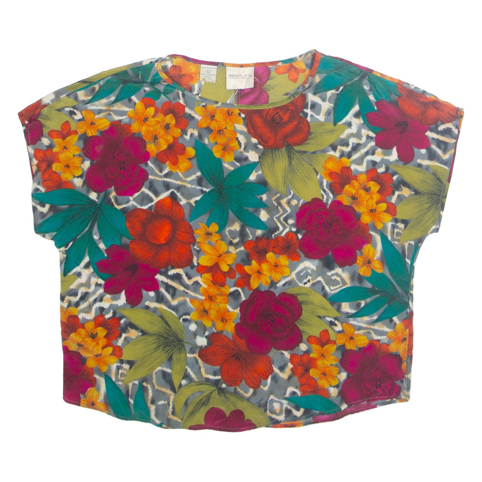 BENTLEY Womens Printed Top Green Sleeveless Floral L