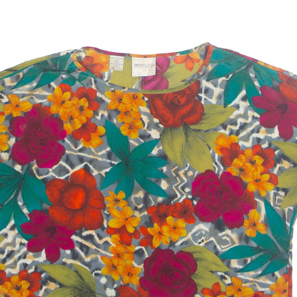 BENTLEY Womens Printed Top Green Sleeveless Floral L